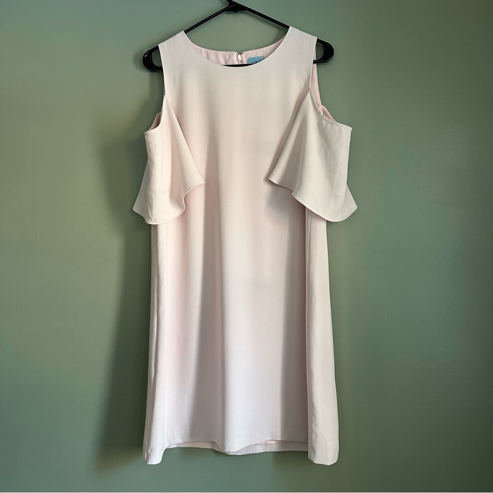 CeCe Light Pink Cold Shoulder Flutter Sleeve Shift Dress Lined - Size 10